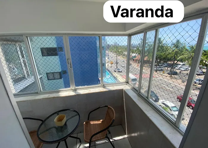 Apto 302 - Linda vista à beira mar na praia de pajuçara em Maceió com tela de proteção